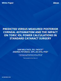 Predicted Versus Measured Posterior Corneal Astigmatism And The Impact On Toric IOL Power Calculations In Standard Cataract Surgery
