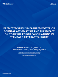 Predicted Versus Measured Posterior Corneal Astigmatism And The Impact On Toric IOL Power Calculations In Standard Cataract Surgery